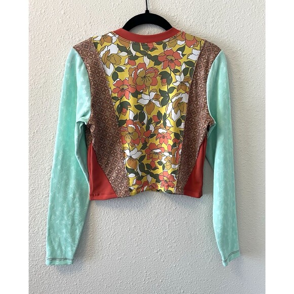Free People Beach Jesse Surf Rashie Size L Long Sleeve Swim Top Patchwork Floral - Picture 9 of 15